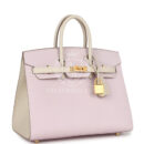 Hermes Special Order (HSS) Birkin Sellier 25 Mauve Pale and Craie Epsom Brushed GHW