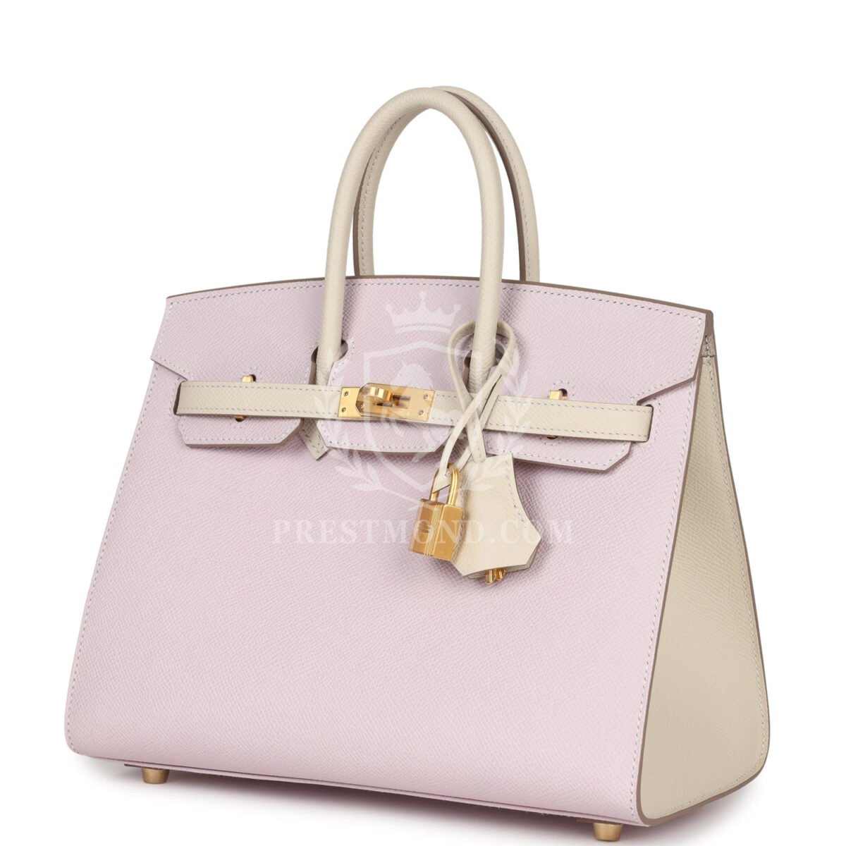 Hermes Special Order (HSS) Birkin Sellier 25 Mauve Pale and Craie Epsom Brushed GHW — изображение 5