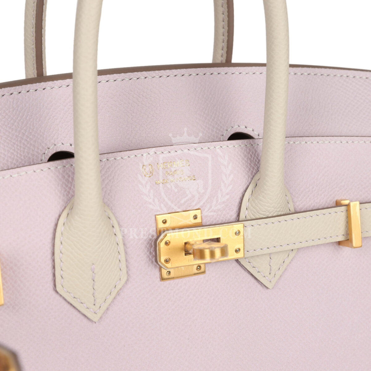 Hermes Special Order (HSS) Birkin Sellier 25 Mauve Pale and Craie Epsom Brushed GHW — изображение 7