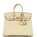 Hermes Special Order (HSS) Birkin 25 Vanille Matte Alligator Brushed GHW