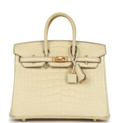 Hermes Special Order (HSS) Birkin 25 Vanille Matte Alligator Brushed GHW