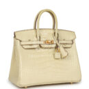 Hermes Special Order (HSS) Birkin 25 Vanille Matte Alligator Brushed GHW
