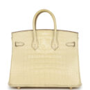 Hermes Special Order (HSS) Birkin 25 Vanille Matte Alligator Brushed GHW