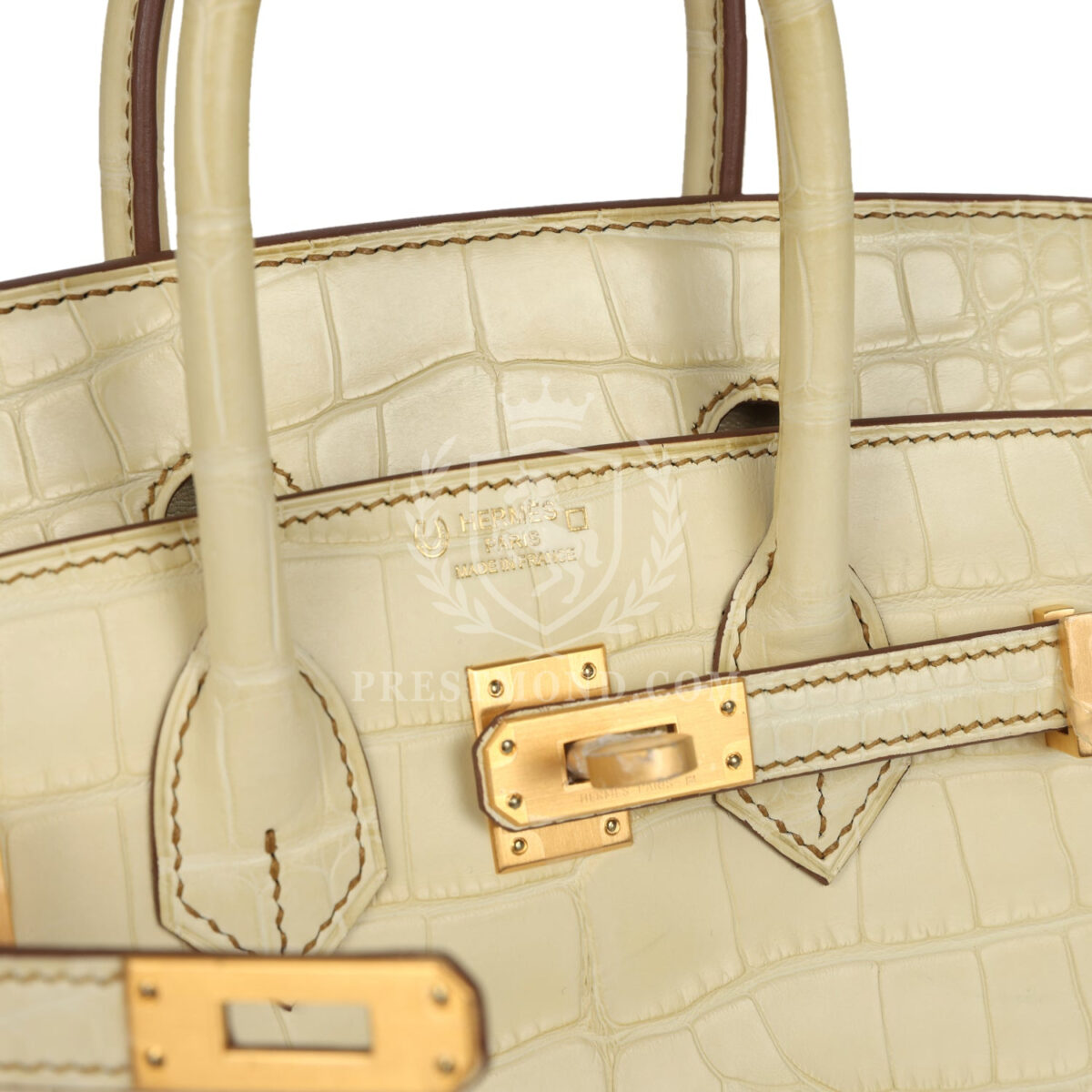 Hermes Special Order (HSS) Birkin 25 Vanille Matte Alligator Brushed GHW — изображение 7
