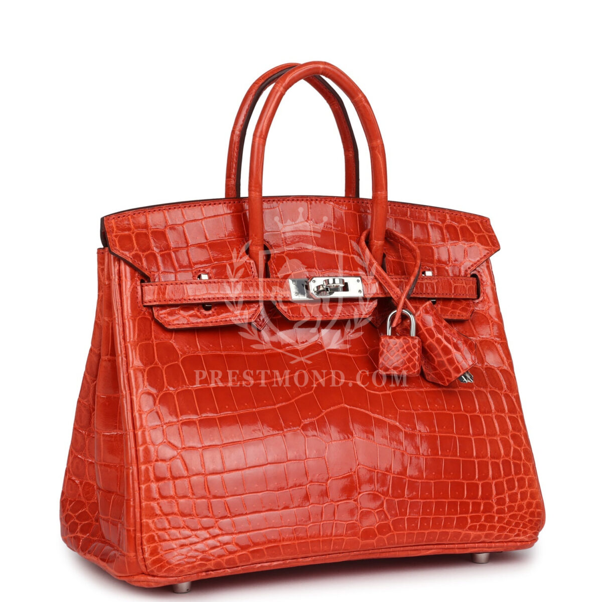 Hermes Birkin 25 Orange Poppy Shiny Niloticus Crocodile PHW — изображение 2