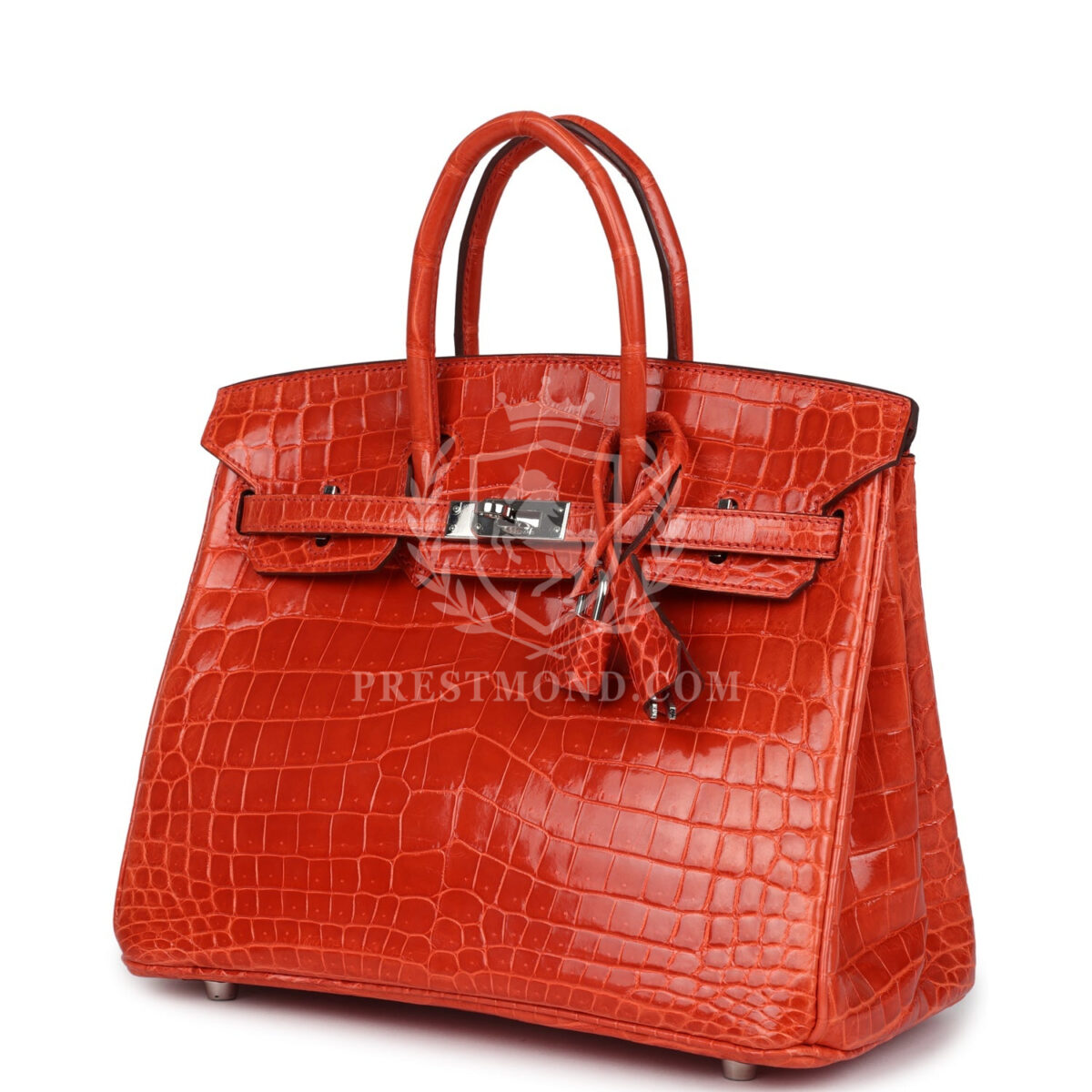 Hermes Birkin 25 Orange Poppy Shiny Niloticus Crocodile PHW — изображение 5