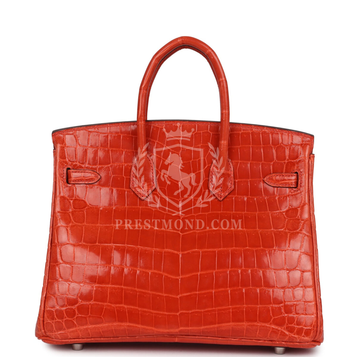 Hermes Birkin 25 Orange Poppy Shiny Niloticus Crocodile PHW — изображение 4