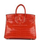 Hermes Birkin 25 Orange Poppy Shiny Niloticus Crocodile PHW