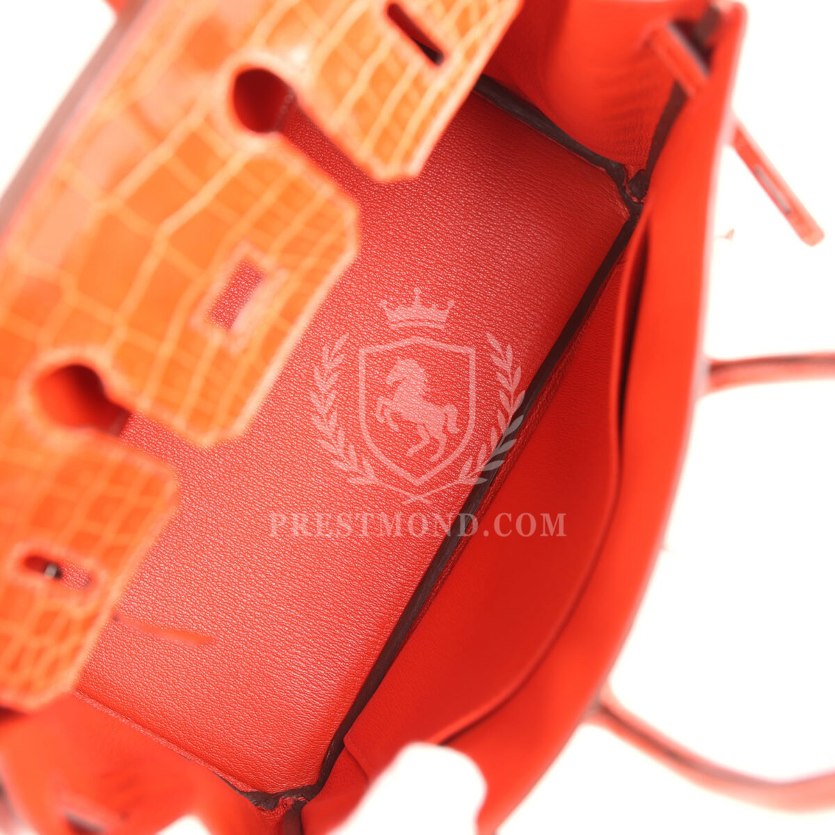 Hermes Birkin 25 Orange Poppy Shiny Niloticus Crocodile PHW — изображение 8