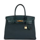 Hermes Birkin 30 Vert Cypress Togo and Matte Alligator Touch GHW
