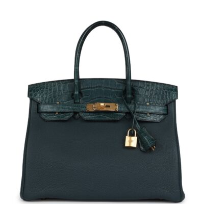 Hermes Birkin 30 Vert Cypress Togo and Matte Alligator Touch GHW