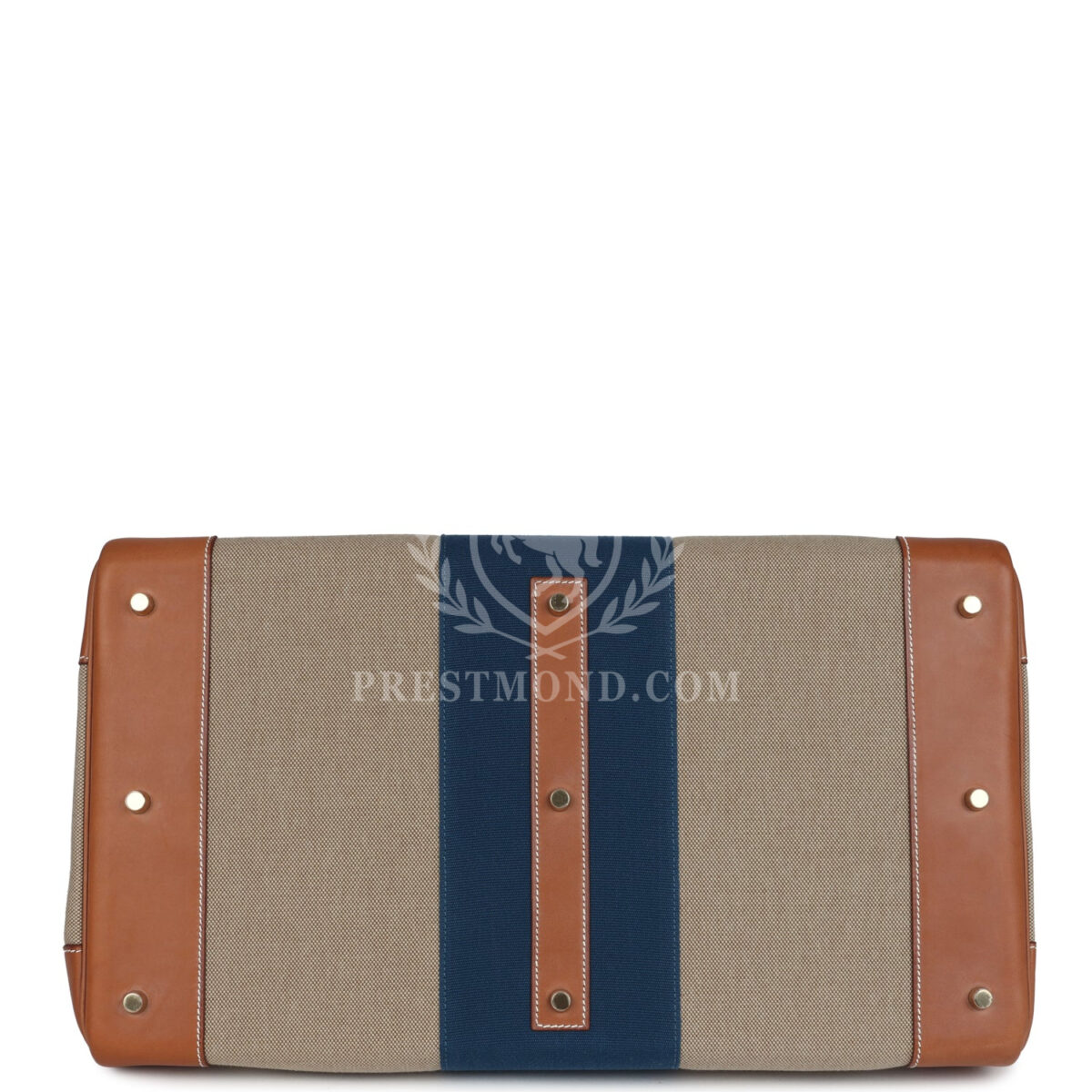 Hermes Birkin HAC 50 Flag Ficelle Toile H, Fauve Barenia and Bleu Toile H Canvas GHW — изображение 6