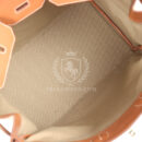 Hermes Birkin HAC 50 Flag Ficelle Toile H, Fauve Barenia and Bleu Toile H Canvas GHW