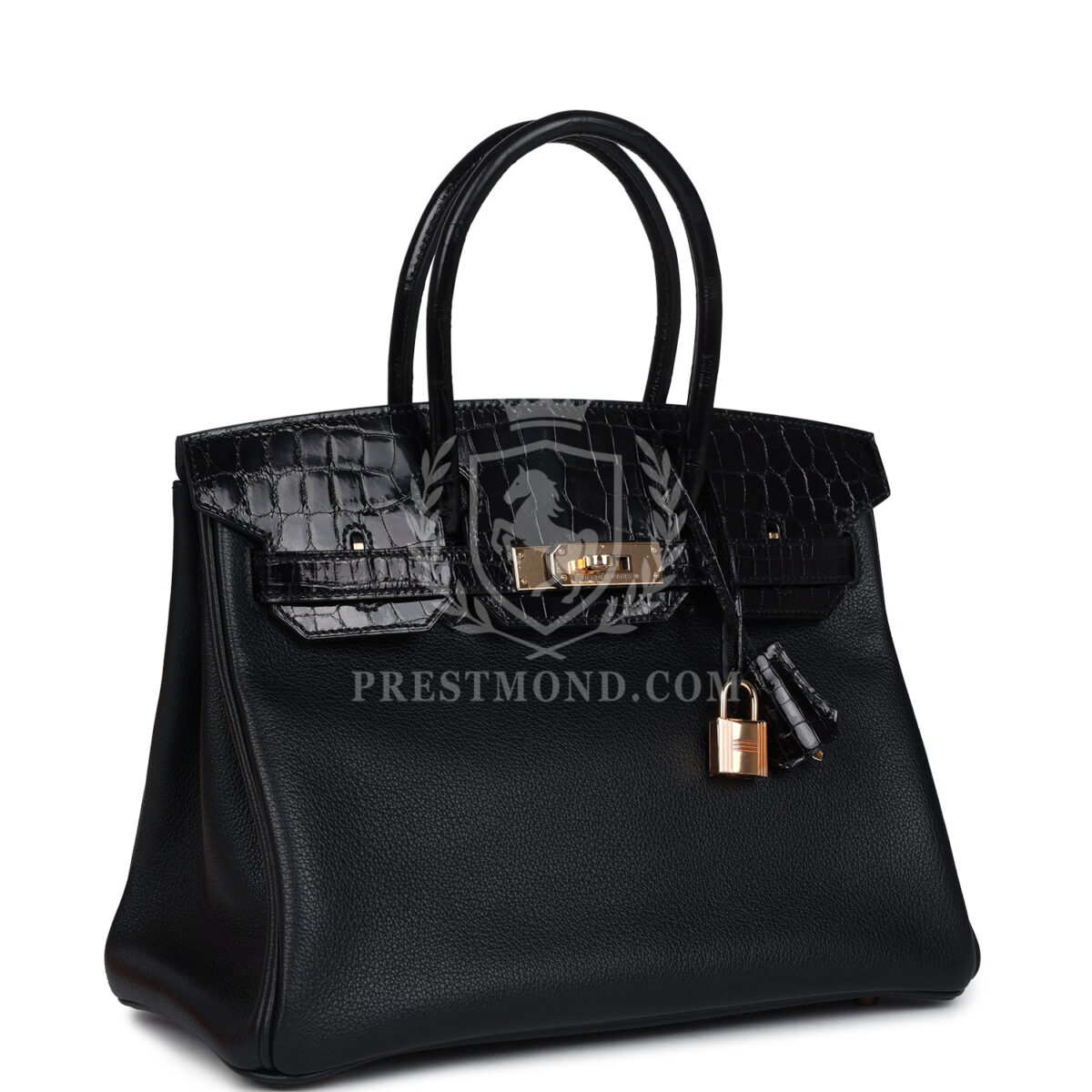 Hermes Birkin 30 Black Shiny Niloticus Crocodile and Novillo Touch Rose GHW — изображение 2