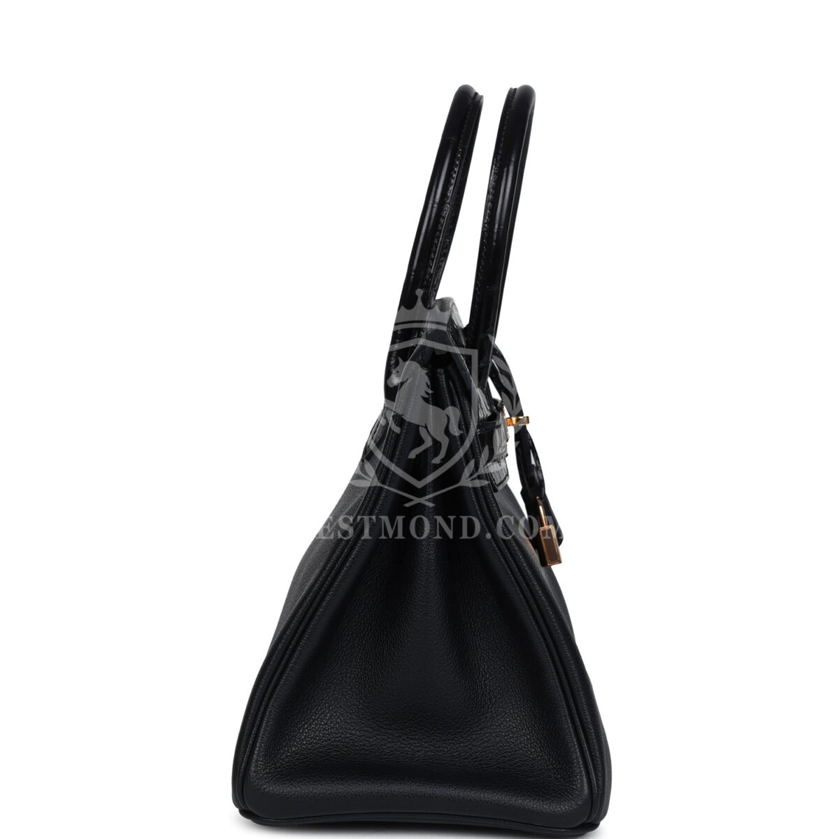 Hermes Birkin 30 Black Shiny Niloticus Crocodile and Novillo Touch Rose GHW — изображение 3