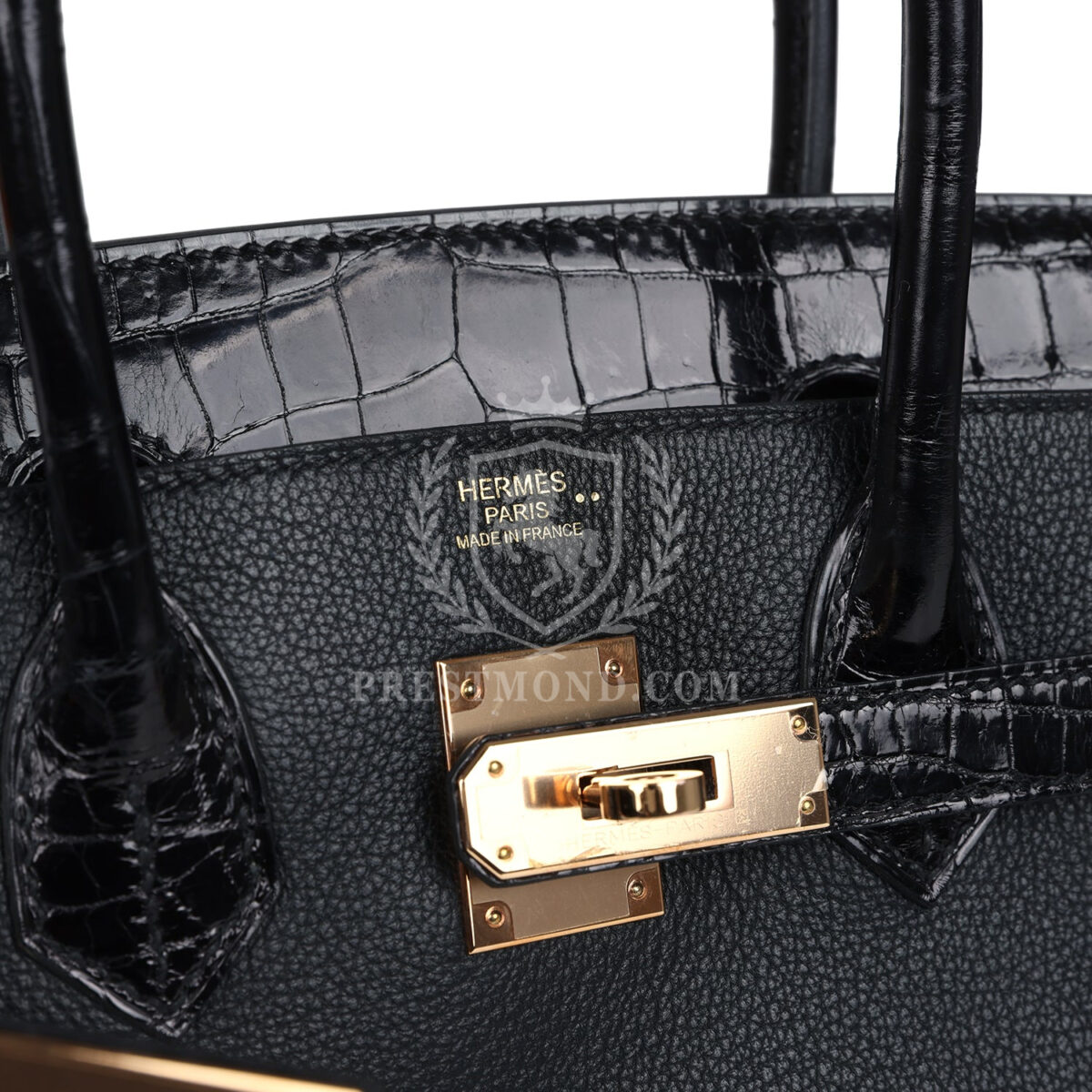 Hermes Birkin 30 Black Shiny Niloticus Crocodile and Novillo Touch Rose GHW — изображение 7