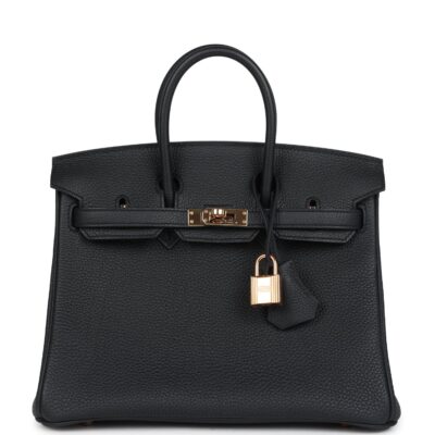 Hermes Birkin 25 Black Togo Rose GHW