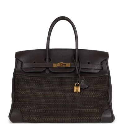 Hermes Birkin 35 Chocolate Clemence and Crinoline GHW