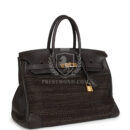 Hermes Birkin 35 Chocolate Clemence and Crinoline GHW