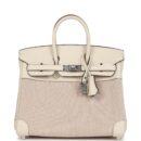 Hermes Birkin 25 Nata Swift and Ecru-Beige Toile H Canvas PHW