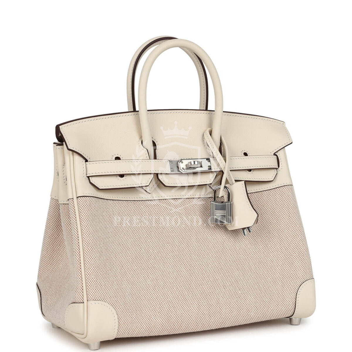 Hermes Birkin 25 Nata Swift and Ecru-Beige Toile H Canvas PHW — изображение 2