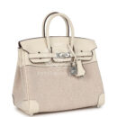 Hermes Birkin 25 Nata Swift and Ecru-Beige Toile H Canvas PHW