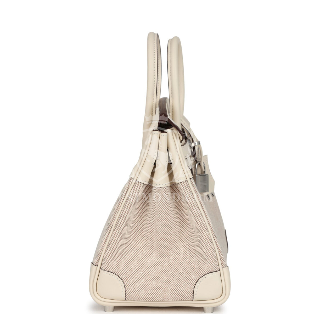Hermes Birkin 25 Nata Swift and Ecru-Beige Toile H Canvas PHW — изображение 3