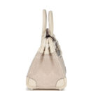 Hermes Birkin 25 Nata Swift and Ecru-Beige Toile H Canvas PHW