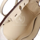 Hermes Birkin 25 Nata Swift and Ecru-Beige Toile H Canvas PHW