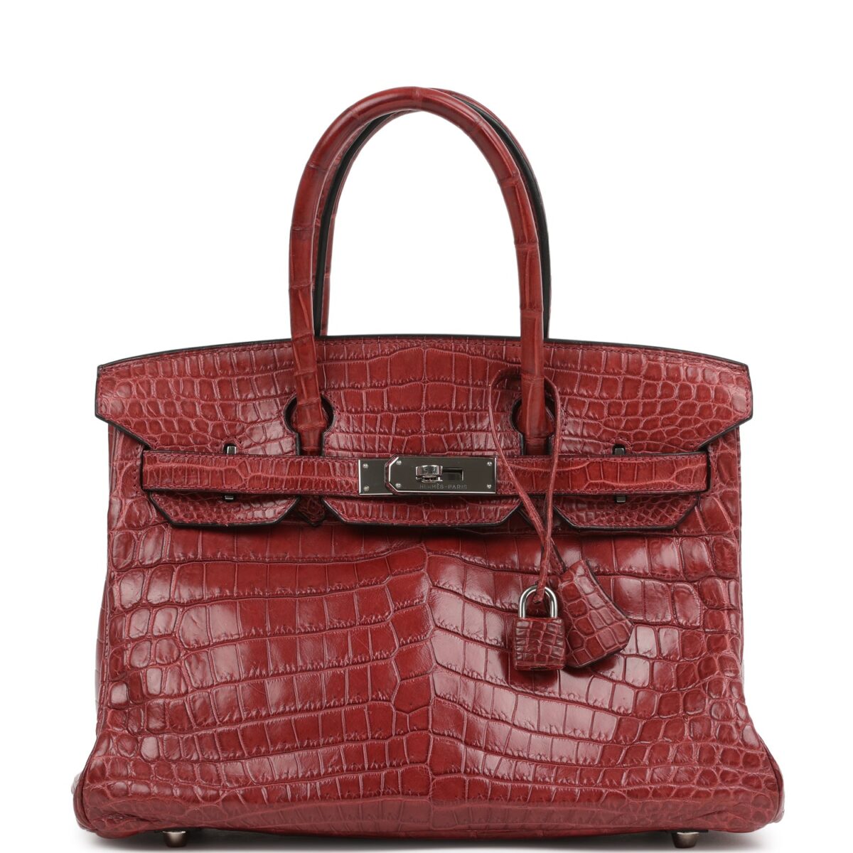 Vintage Hermes Travel Birkin 30 Rouge H Matte Niloticus Crocodile PHW