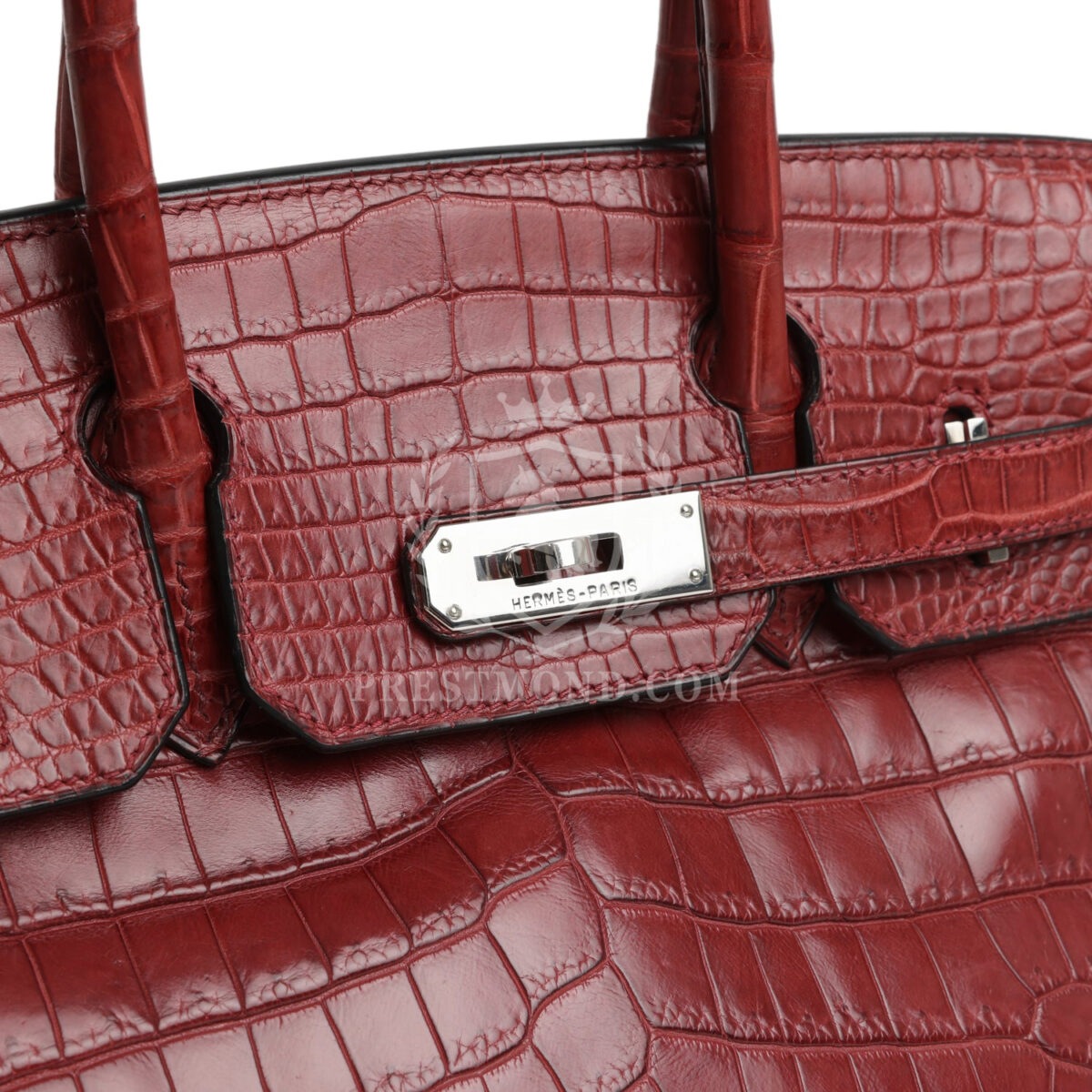 Vintage Hermes Travel Birkin 30 Rouge H Matte Niloticus Crocodile PHW — изображение 7