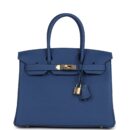 Hermes Birkin 30 Bleu Tie Togo PBHW