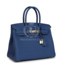 Hermes Birkin 30 Bleu Tie Togo PBHW
