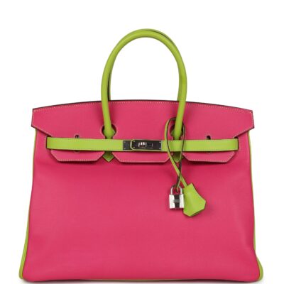 Hermes Special Order (HSS) Birkin 35 Rose Tyrien and Kiwi Epsom PHW
