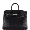 Hermes Birkin Sellier 25 Black Matte Alligator PHW