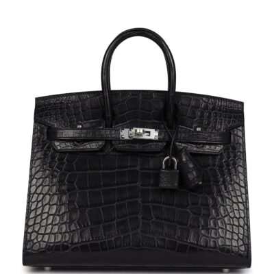 Hermes Birkin Sellier 25 Black Matte Alligator PHW