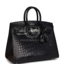 Hermes Birkin Sellier 25 Black Matte Alligator PHW