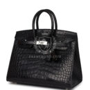 Hermes Birkin Sellier 25 Black Matte Alligator PHW