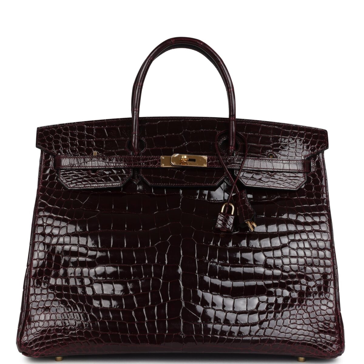 Hermes Birkin 40 Bordeaux Shiny Porosus Crocodile GHW