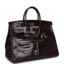 Hermes Birkin 40 Bordeaux Shiny Porosus Crocodile GHW