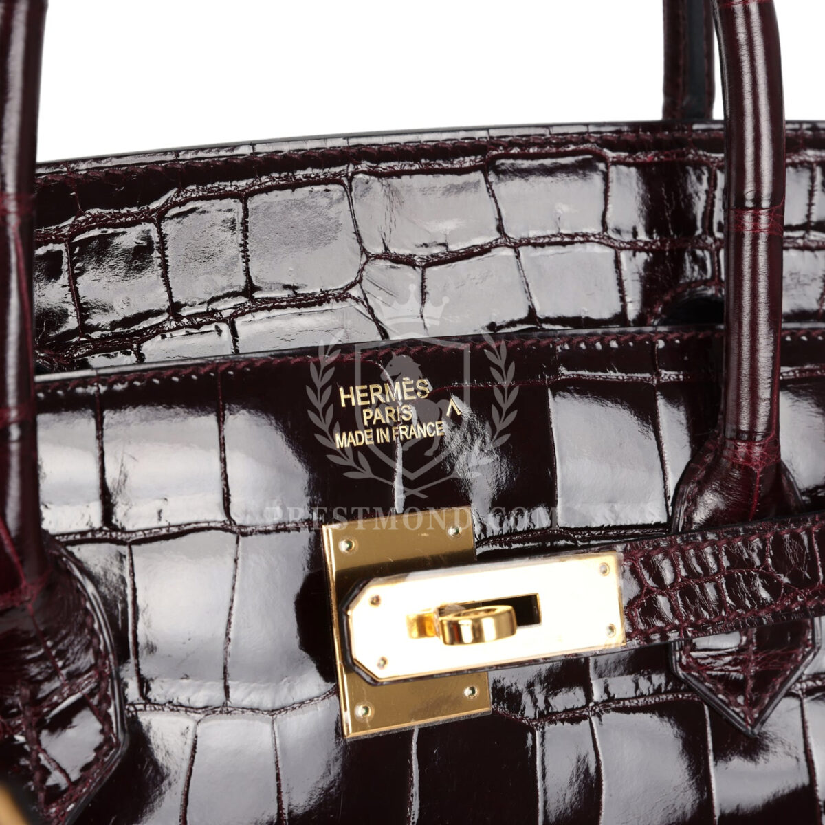 Hermes Birkin 40 Bordeaux Shiny Porosus Crocodile GHW — изображение 7