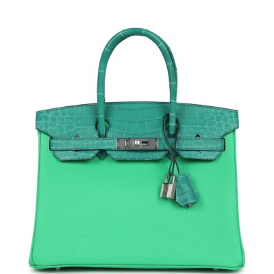 Hermes Birkin 30 Vert Comics Togo and Vert Jade Niloticus Crocodile Touch PHW