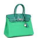 Hermes Birkin 30 Vert Comics Togo and Vert Jade Niloticus Crocodile Touch PHW