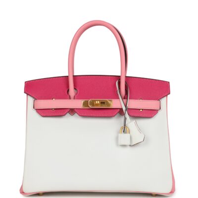 Hermes Special Order (HSS) Birkin 30 White, Rose Confetti and Rose Tyrien Epsom Brushed GHW