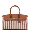 Hermes Shoulder Birkin Light 39 Multicolor Toile and Gold Swift PHW