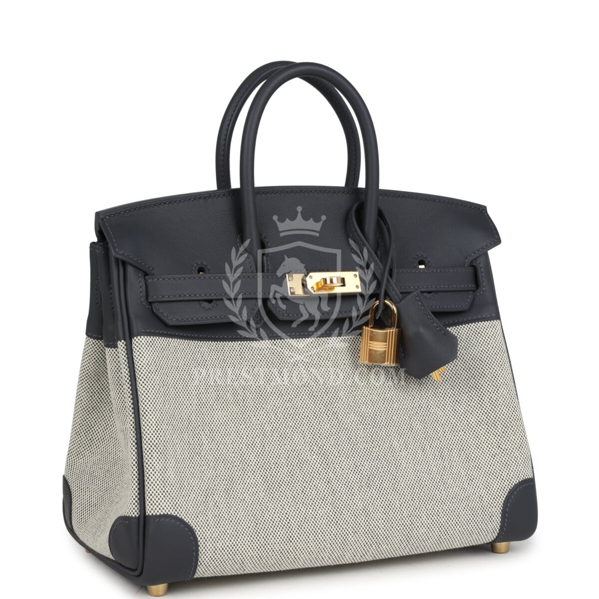 Hermes Birkin 25 Ecru and Ardoise Toile H Canvas and Ardoise Swift GHW — изображение 2