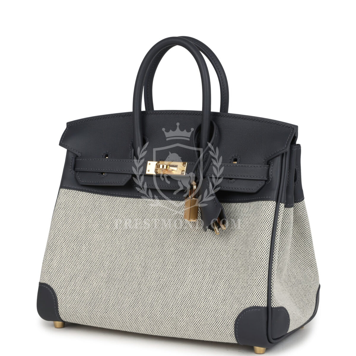 Hermes Birkin 25 Ecru and Ardoise Toile H Canvas and Ardoise Swift GHW — изображение 5