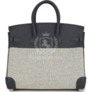 Hermes Birkin 25 Ecru and Ardoise Toile H Canvas and Ardoise Swift GHW