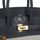 Hermes Birkin 25 Ecru and Ardoise Toile H Canvas and Ardoise Swift GHW