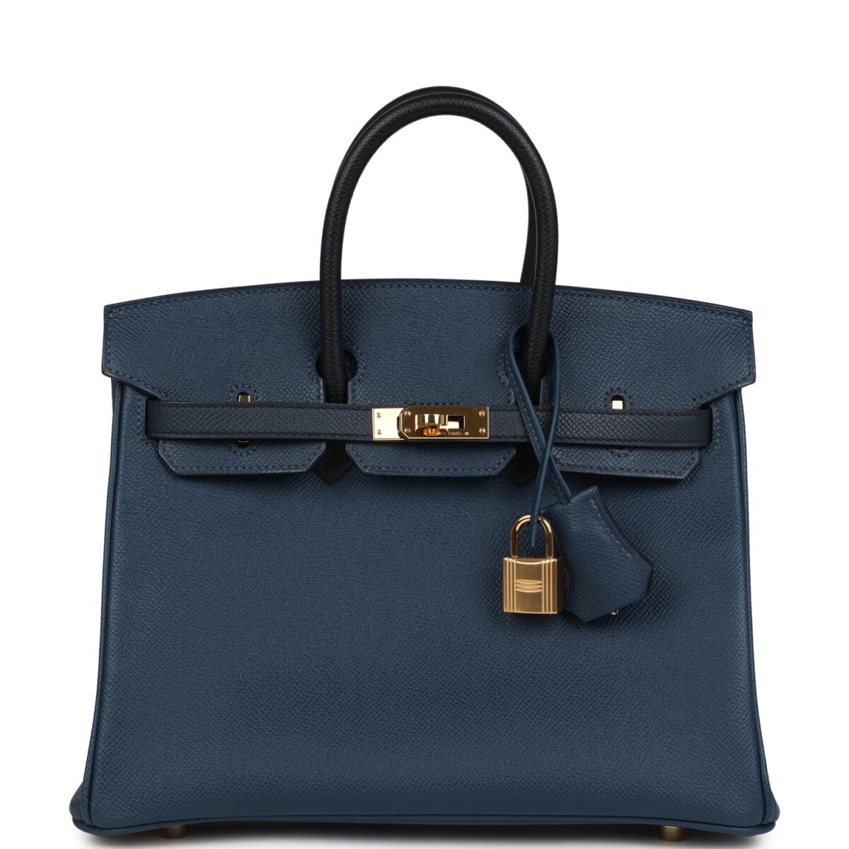 Hermes Birkin 25 Tri-color Bleu De Prusse, Bleu Indigo and Black Epsom GHW